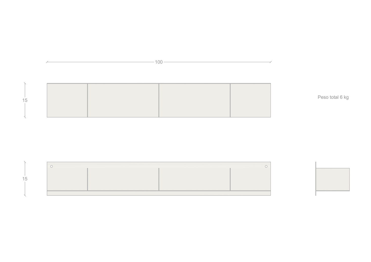 Estante Sella. Imagen de medidas y peso